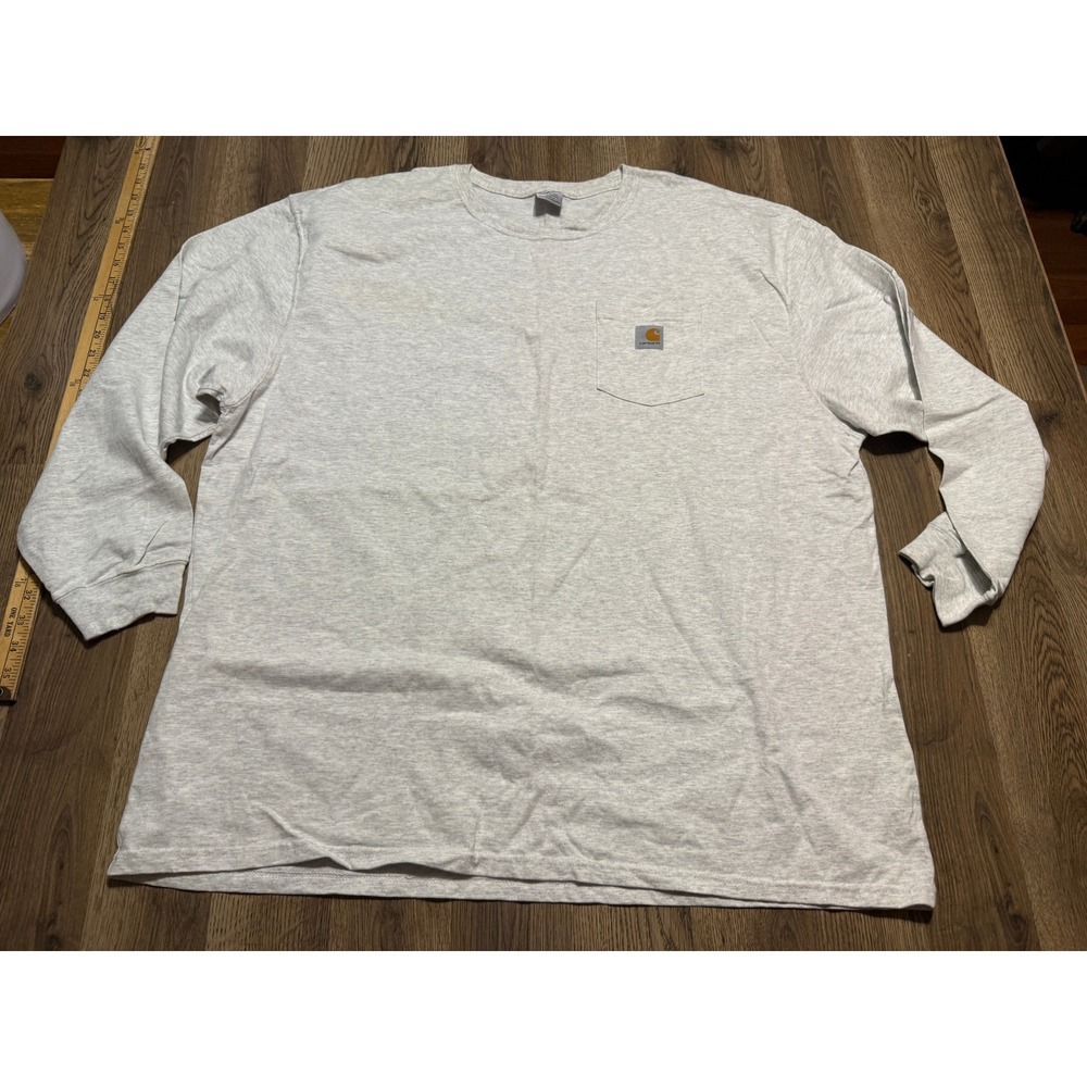 Carhartt Shirts Mens 2XL Gray Long Sleeve Pocket Crewneck Heavyweight